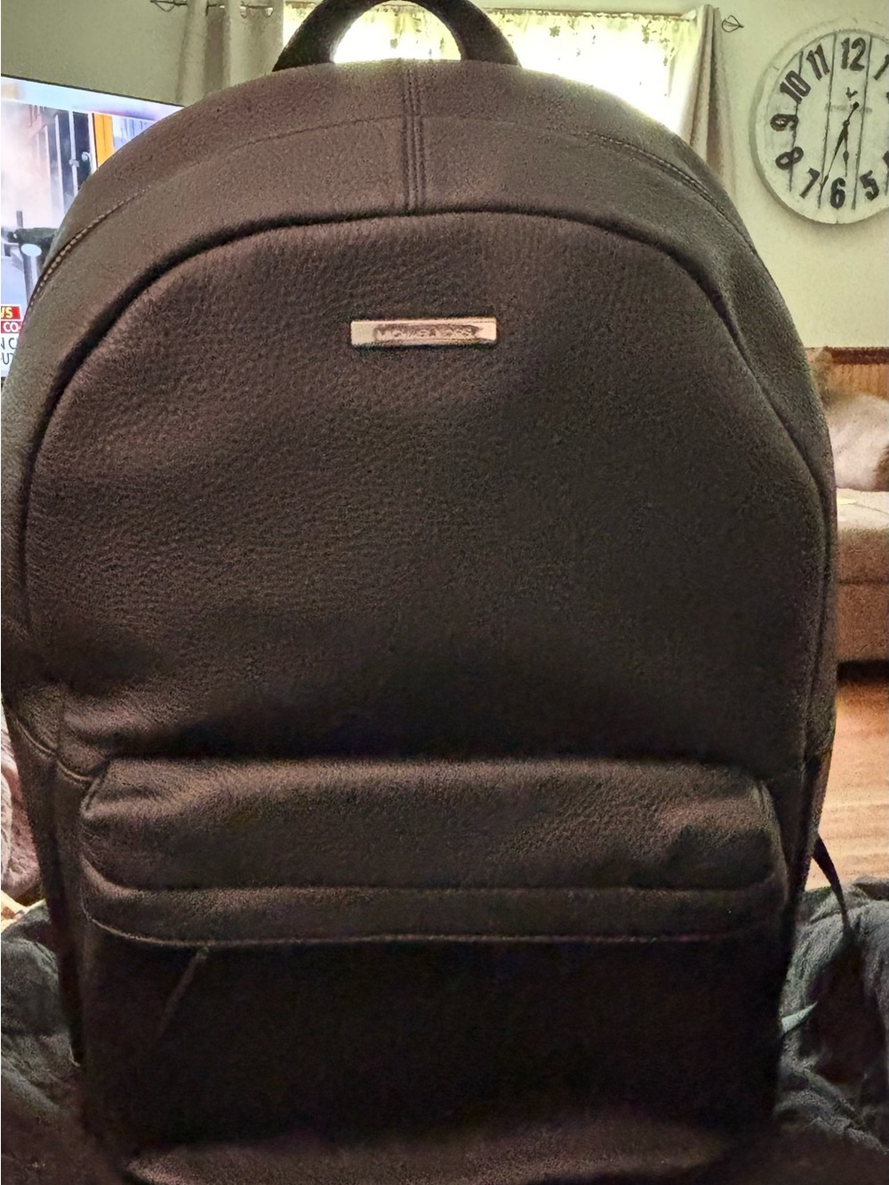 Michael Kors Black Leather Backpack with Front Pocket